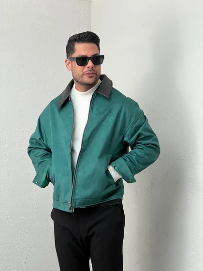 جکت مردانه سوییت یقه چرم mc