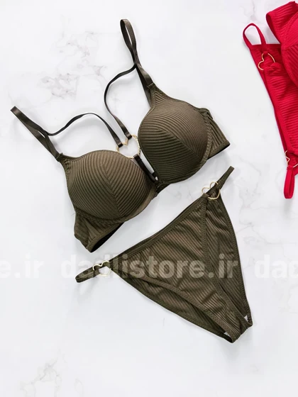ست شورت و سوتین فنر دار کبریتی هارنس دار قلبی