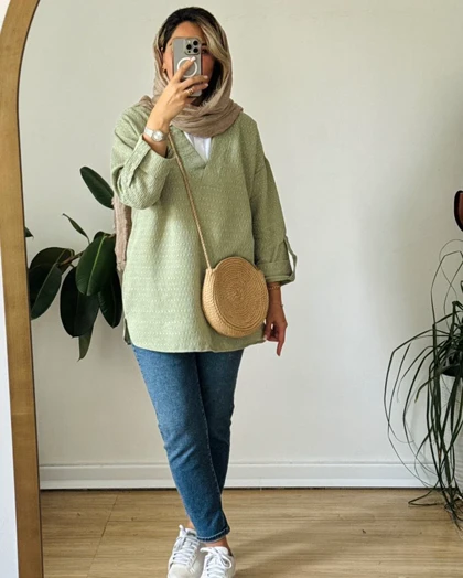 تونیک یقه سفید شنل