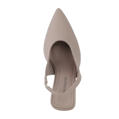 کفش پاشنه‌دار زنانه مدل دهنه گرد_کرم کد 1900