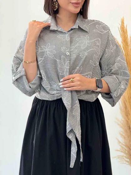 شومیز طرح دار گره‌ای