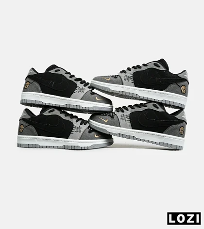 کفش کتانی مردانه و زنانه مشکی طوسی نایک NIKE jordan Vodoo