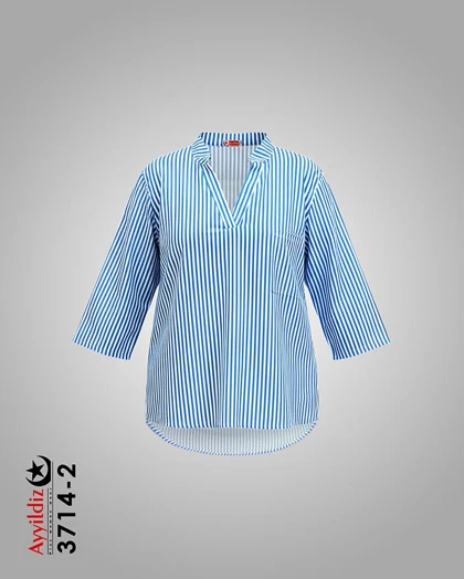 شومیز مجلسی زنانه راه راه سایز بزرگ کد 3714