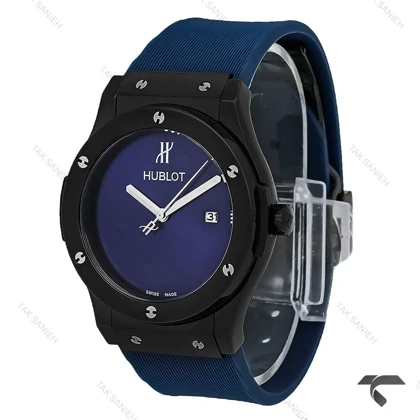 ساعت هابلوت مردانه مشکی سرمه ای صفحه مهندسی Hublot-10443-G