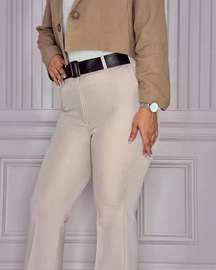خرید شلوار بوتکات کرپ بزیاق کرم زنانه Women's Cream Baziag Crepe Bootcut Pants کد 70704