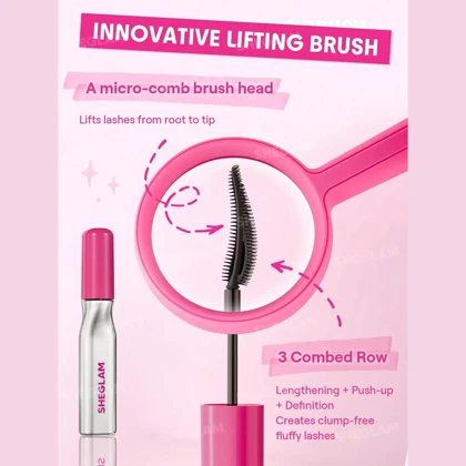 ریمل حجم دهنده و بلند کننده شیگلم SHEGLAM مدل Lashlighter Up & Out ضد آب مشکی