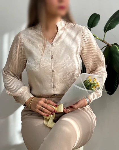 شومیز مزونی آستین پلیسه