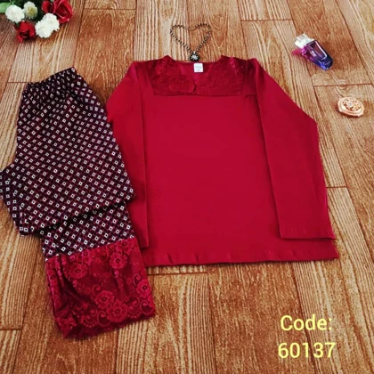 بلوز شلوار زنانه نرمال سکسن طرح گیپور 3