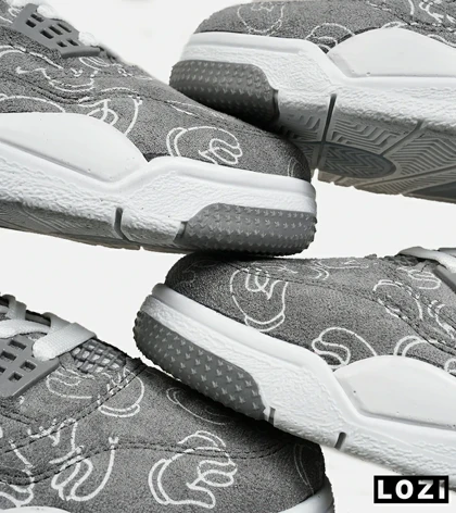 کفش کتانی ساق‌دار مردانه و زنانه طوسی Jordan 4 x Kaws مدل 6888