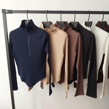 بلوز نیم زیپ جلو هلالی