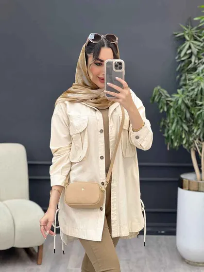مانتو لینن جیب پیله بند دار