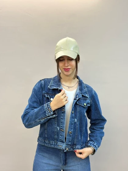 کت جین اندامی زاپ‌دار کوتاه