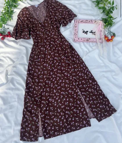 پیراهن دشت شقایق قهوه ای🎻🌸