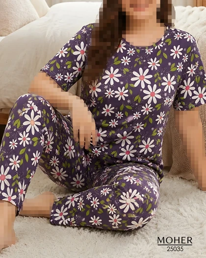 ست تیشرت و شلوار زنانه سایز بزرگ گل‌دار