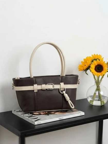 کیف مدل دخترانه سگک دار رنگ قهوه ای