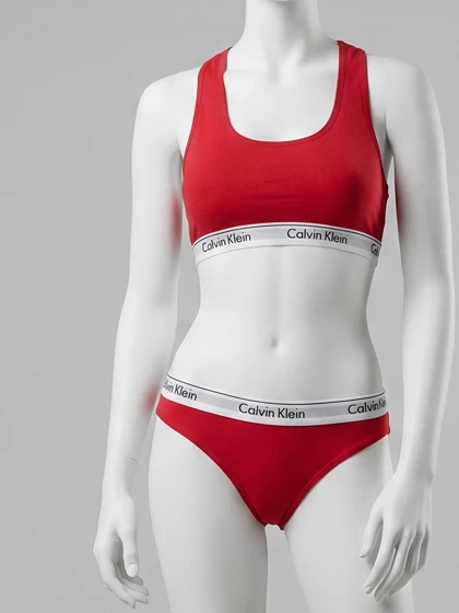 ست نیم‌تنه کاپ‌دار و شورت اسلیپ نخ پنبه کلوین کلاین Calvin Klein