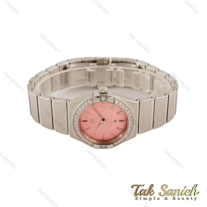 ساعت زنانه امگا کانسلیشن سیلور صفحه صورتی نگین‌دار Omega-5465-L