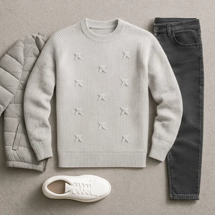 پلیور زاپ‌دار سفید مردانه مدلDeta