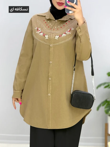 مانتو جلودکمه لینن گلسن کد 20145509