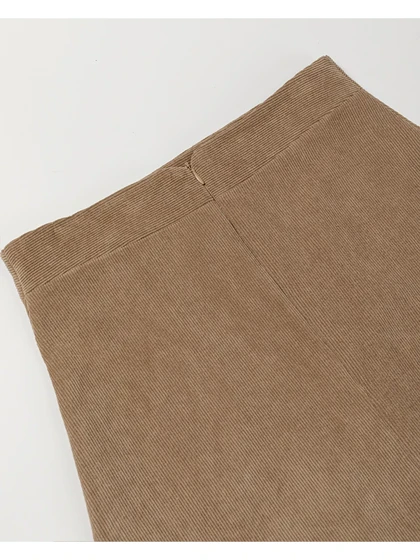 دامن زنانه مخمل کله قندی میدی جیب‌دار 20108