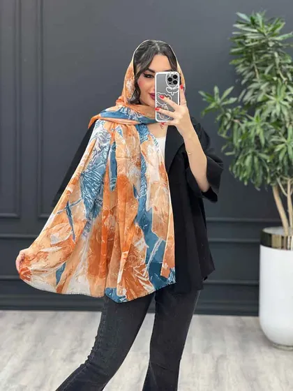 شال آبرنگی طرح گل
