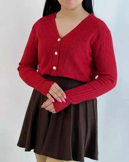 ژاکت بافت جلو دکمه گپ کد 5509