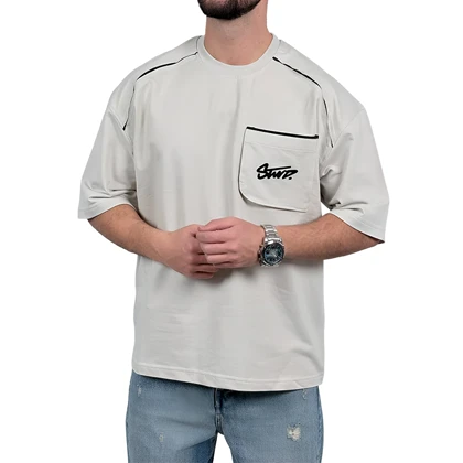 تیشرت آستین کوتاه مردانه استخوانی مدل stwd