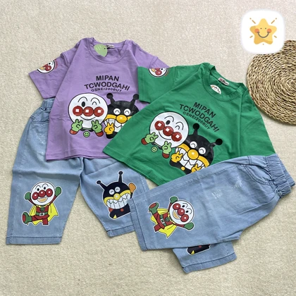 تیشرت شلوارک جین دخترانه طرح joker مناسب 7 تا 10 سال