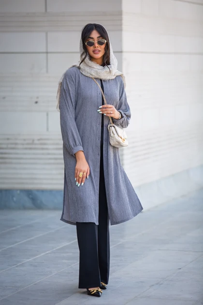 مانتو یقه فرنچ بلند لونا