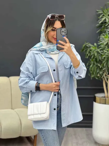 مانتو لینن سر جیب دکمه وینا