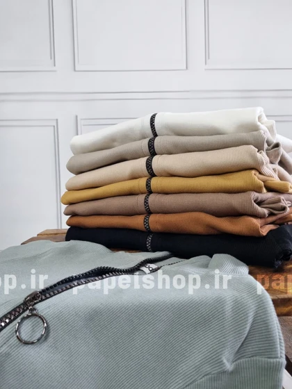 بلوز کبریتی یقه 5 سانتی زیپ‌دار فینگردار