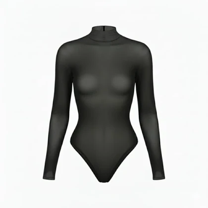 بادی حریر شیشه ای یقه سه سانت مشکی کشی