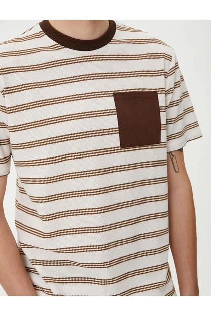 تیشرت مردانه 4sam10083hk قهوه ای راه راه 24YY59002135