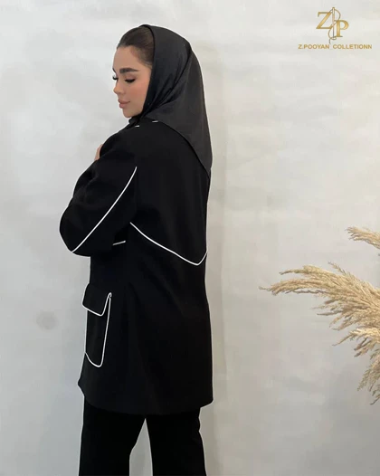 کت تک زنانه کرپ مجلسی مغزی دوزی مشکی گیسو