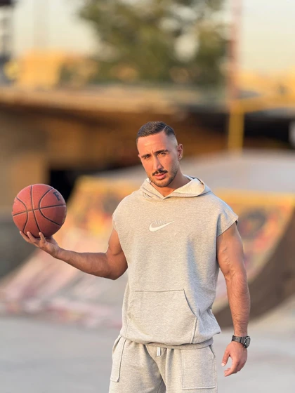 ست وست کلاهدار و شلوارک NIKE طوسی ملانژ