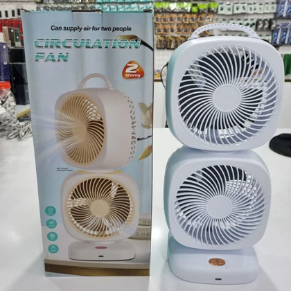 پنکه شارژی دو فن(دوموتوره) سایلنت با قابلیت چرخش 360 درجه