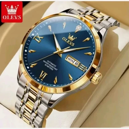 ساعت مچی مردانه آلوزOLEVSبند استیل نقره ای طلایی خاص وجذاب