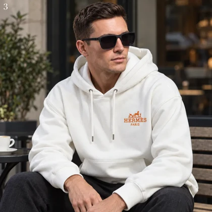 هودی مردانه اورسایز طرح گرافیکی اسب سفید پرسیسکا