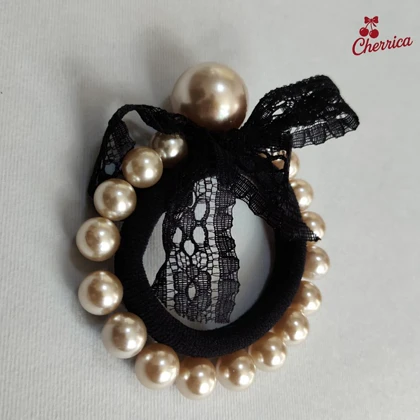 کش مو مرواریدی روبان توری کد 31