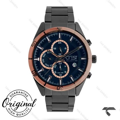 ساعت کرست مردانه 6279-6 صفحه مشکی بند مشکی Crest-10897-G
