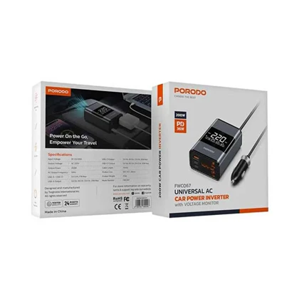 اینورتر و مبدل برق فندکی پرودو مدل PORODO UNIVERSAL AC CAR POWER INVERTER FWC067