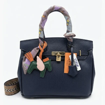 کیف چرم HERMES وارداتی سورمه ایی، هرمس