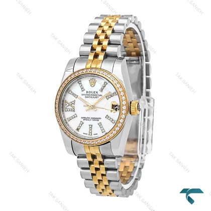 رولکس زنانه دیت جاست دورنگ طلایی پررنگین Rolex-6738-L