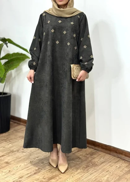 پیراهن مانتویی گلدوزی جیران