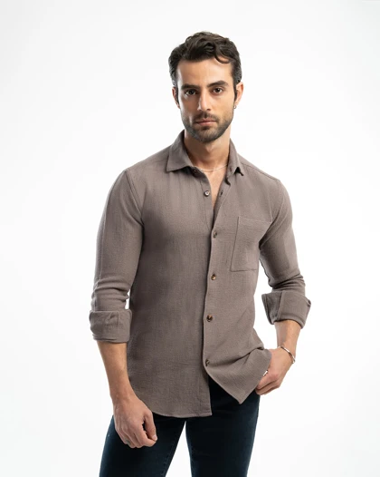 ام کی کالکشن پیراهن آستین بلند mk-23272-brown