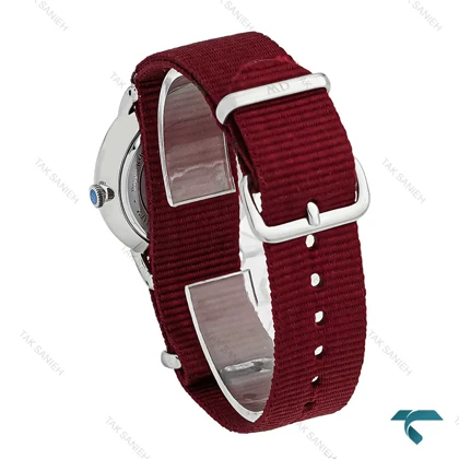 ساعت مچی DW نقره ای صفحه سفید بند برزنت زرشکی مدیوم DW-7231-L