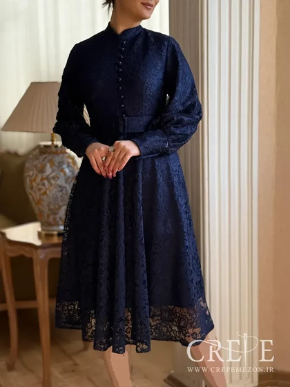 پیراهن گیپور کمربند دار