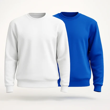 ست دورس کاپلی سه‌نخ پنبه خارخورده | مدل BASIC آبی و سفید برای زوج‌ها 💙🤍