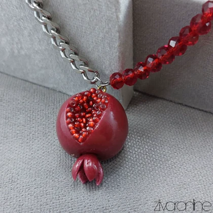 گردنبند کارتیر نقره ای با آویز انار 50074