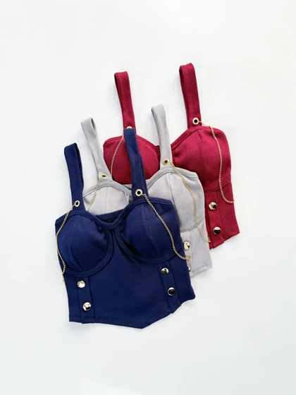 کراپ تاپ کبریتی کاپ‌دار زنجیر دار